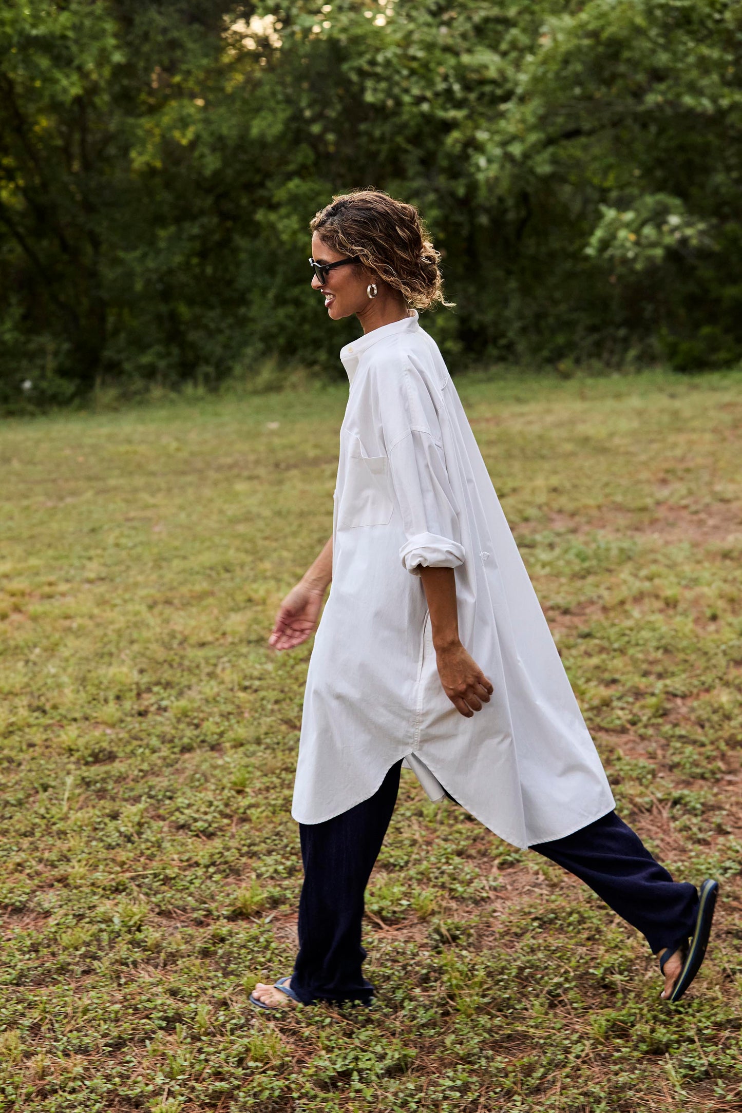 SAMPLE Phoebe Mini Shirt Dress in Off White