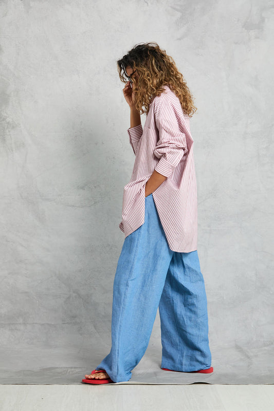 Diana Wrap Shirt - Rose Stripe