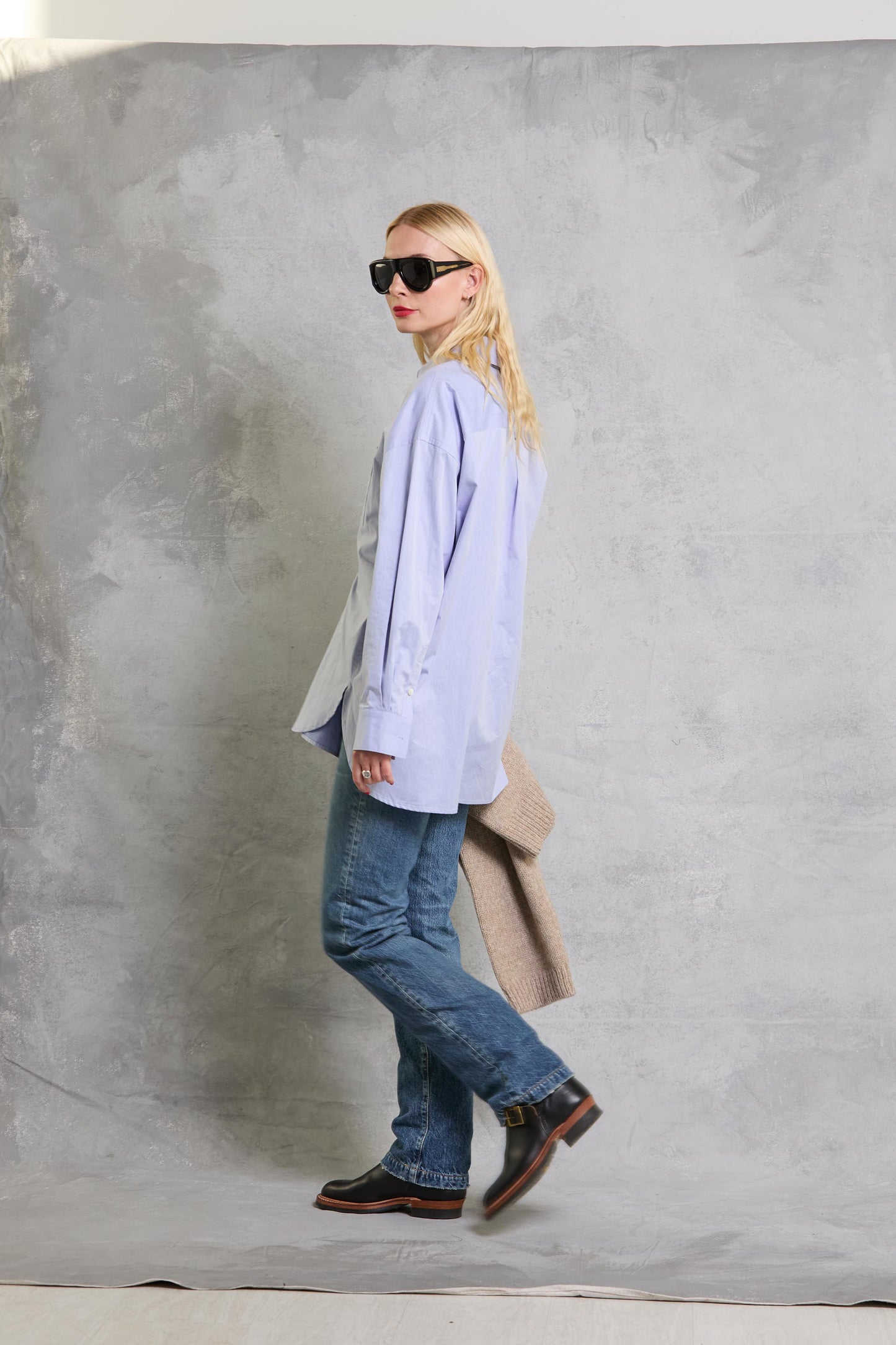 Diana Wrap Shirt in Poplin - Twill Blue