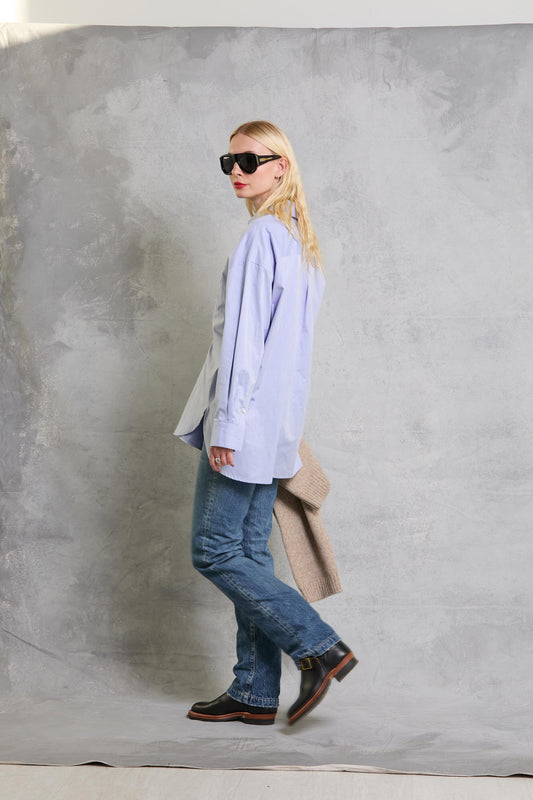 Diana Wrap Shirt in Poplin - Twill Blue