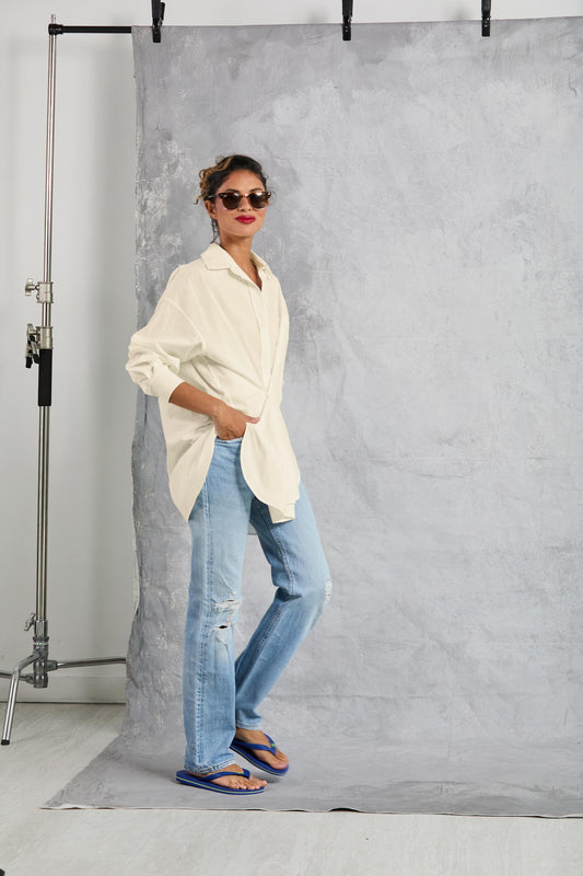 Diana Wrap Shirt in Poplin - Butter