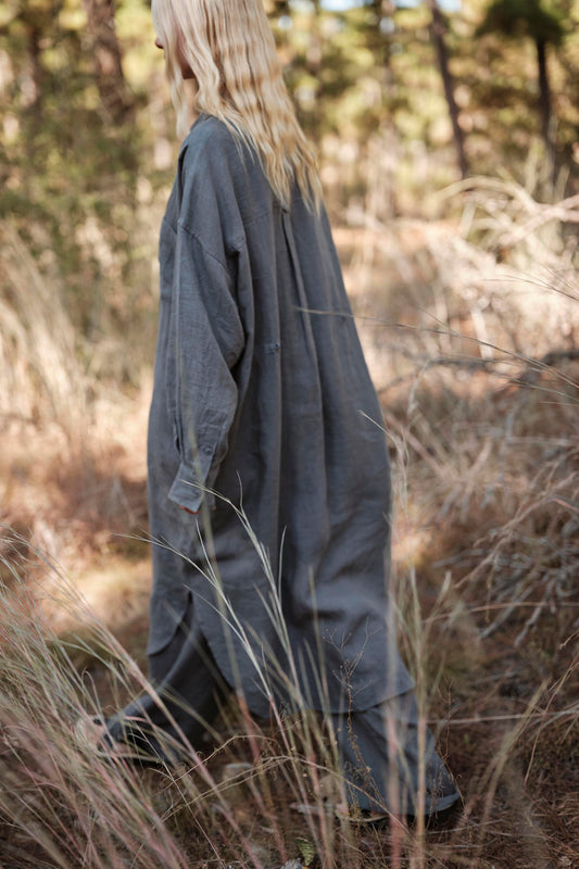 Florence Shirt Dress in Linen - Agave