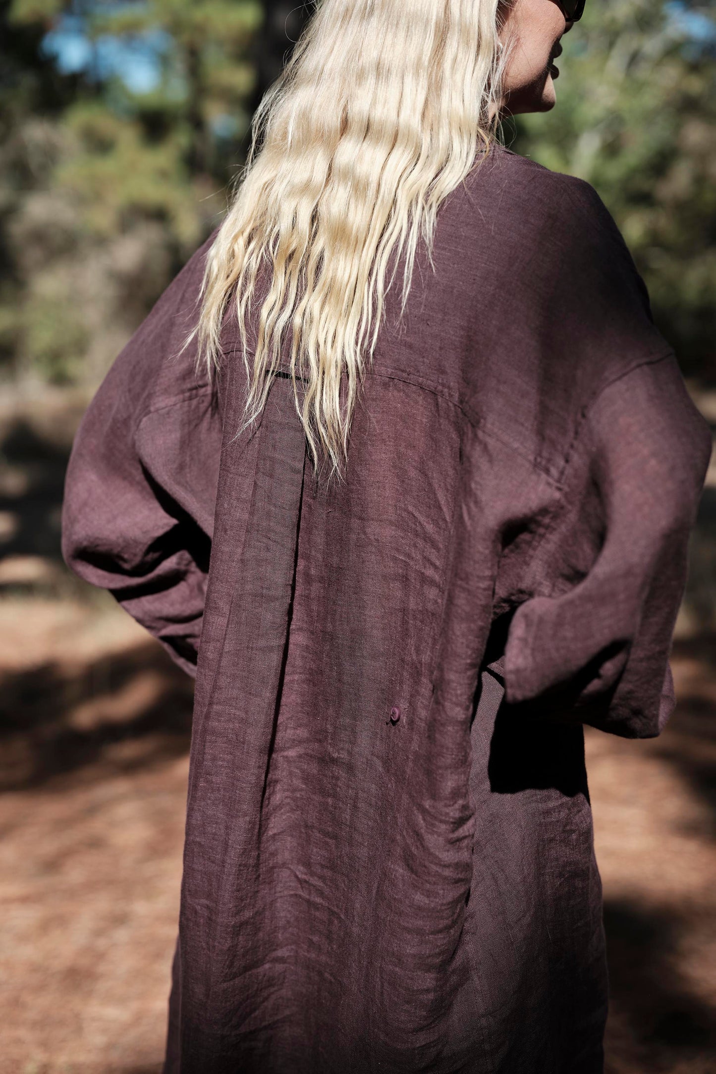 Florence Shirt Dress in Linen - Raisin