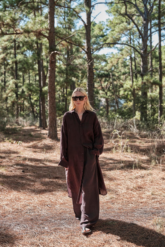 Juno Pant in Linen - Raisin