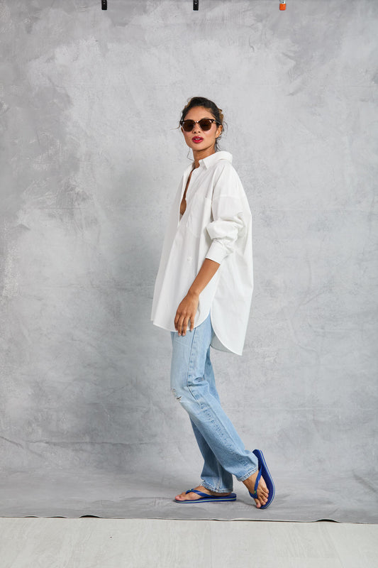 Diana Wrap Shirt in Poplin - White