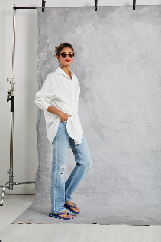 Diana Wrap Shirt in Poplin - White