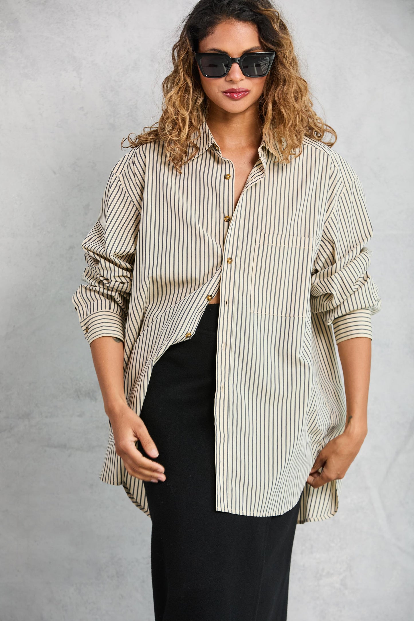 Repeat Shirt in Khaki Stripe