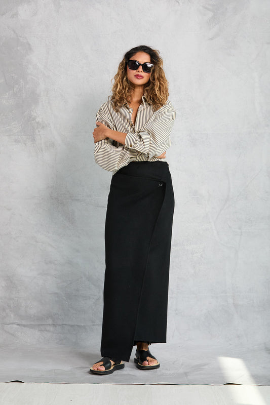 Wool Wrap Skirt - Black