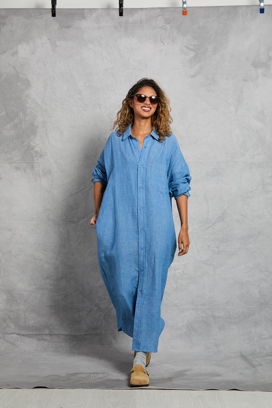 Florence Shirt Dress in Chambray