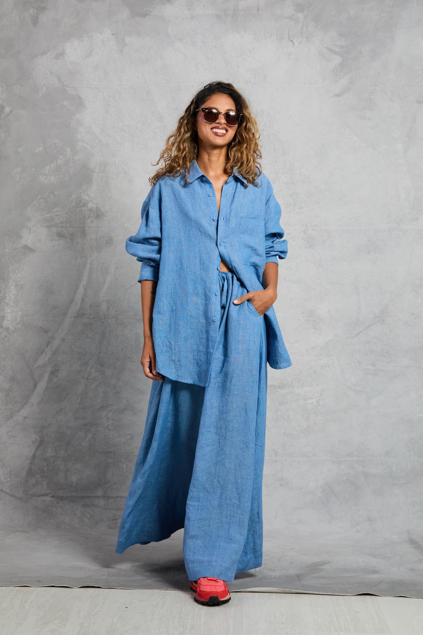 Palazzo Pant in Linen - Chambray