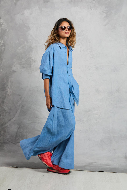 Palazzo Pant in Linen - Chambray