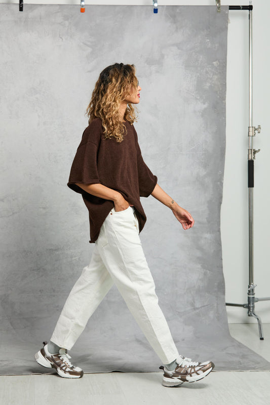 Boyfriend Knit Tee in Cocoa