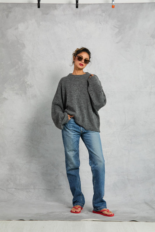 Cropped Jumper in Charcoal