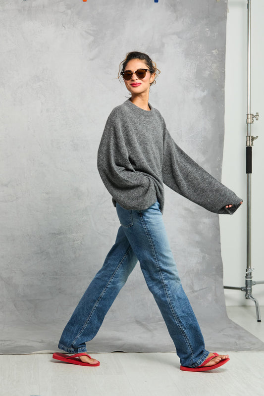 Cropped Jumper in Charcoal
