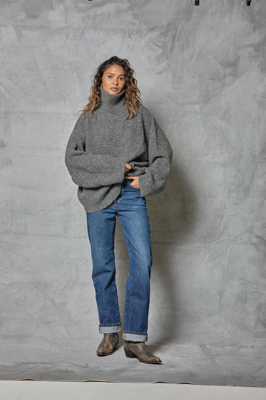 Chunky Hi Neck in Charcoal