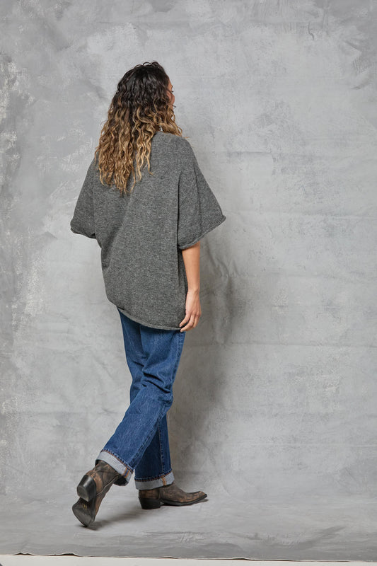 Boyfriend Knit Tee in Charcoal