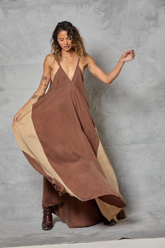 Stevie Dress in Cupro - Color Block