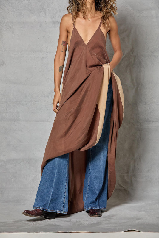 Stevie Dress in Cupro - Color Block