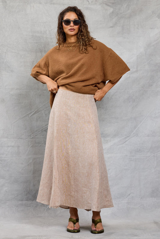 Riviera Skirt in Linen - Khaki
