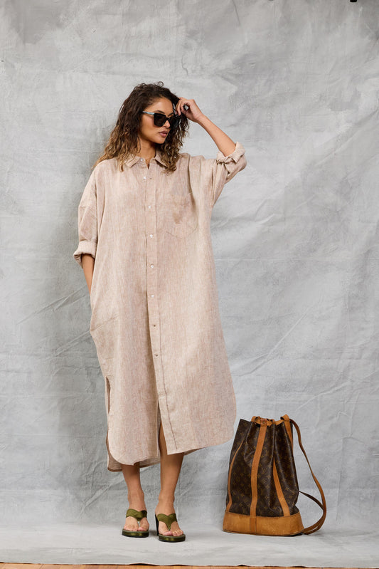 Florence Shirt Dress in Khaki