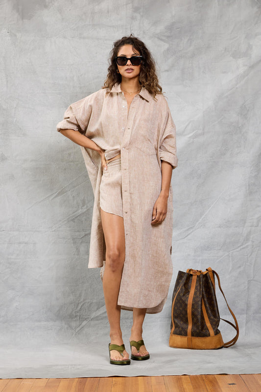 Florence Shirt Dress in Khaki