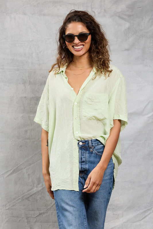 Riviera Shirt in Silk - Key Lime