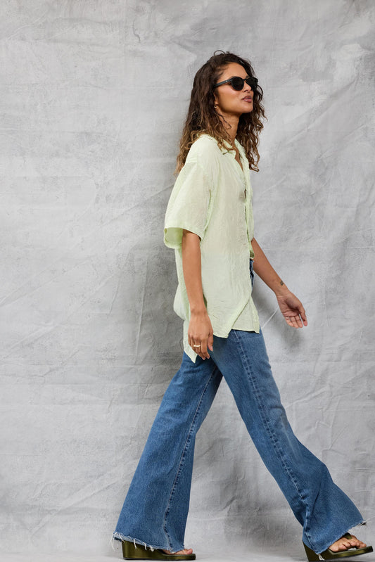 Riviera Shirt in Silk - Key Lime