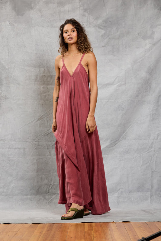Stevie Dress in Cupro - Berry