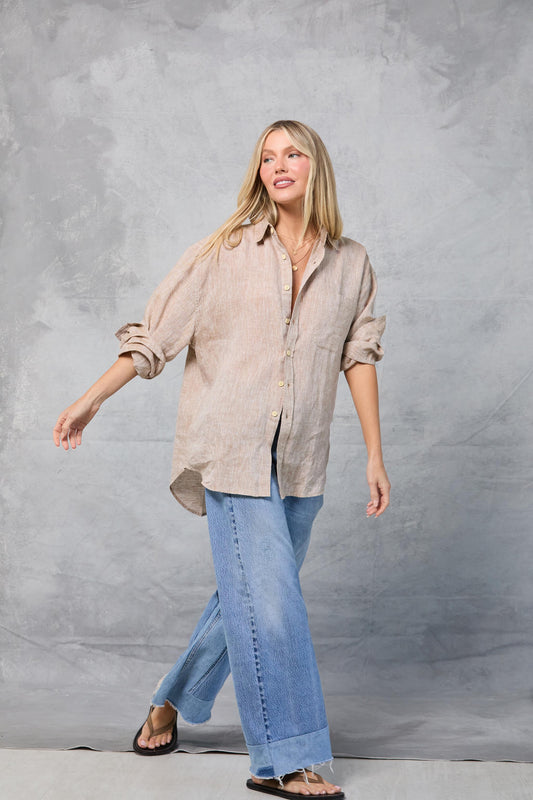 Repeat Shirt in Linen - Khaki