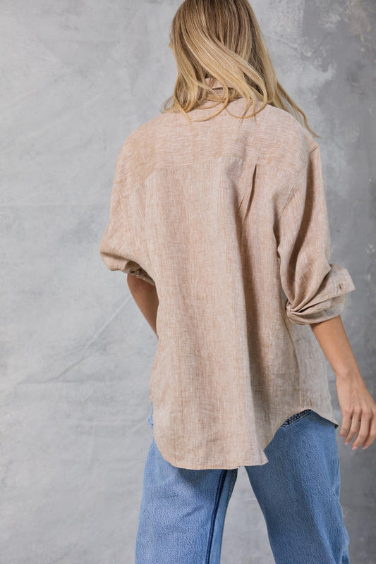 Repeat Shirt in Linen - Khaki