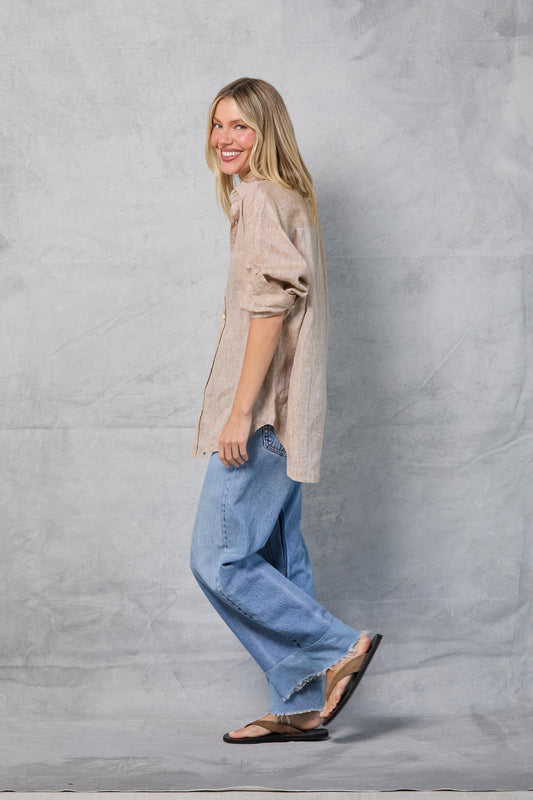 Repeat Shirt in Linen - Khaki