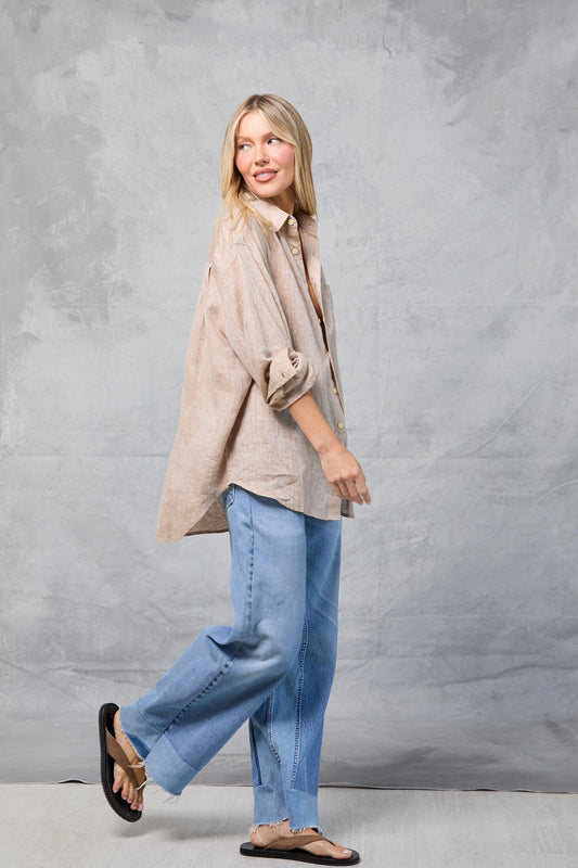 Repeat Shirt in Linen - Khaki