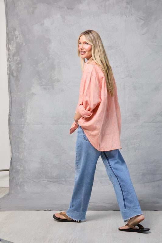 Repeat Shirt in Linen - Peach