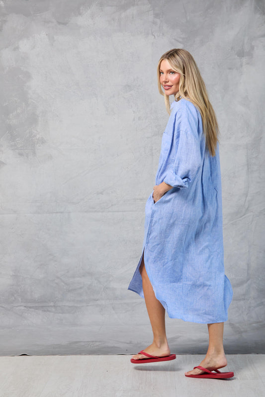 Florence Shirt Dress in Chambray