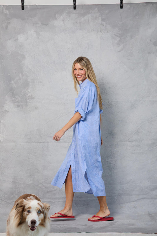 Florence Shirt Dress in Chambray