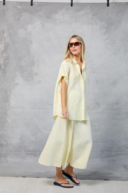 Riviera Shirt in Linen - Lemon