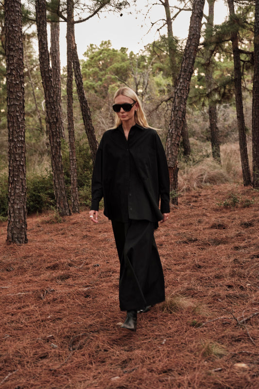 Palazzo Pant in Poplin - Black