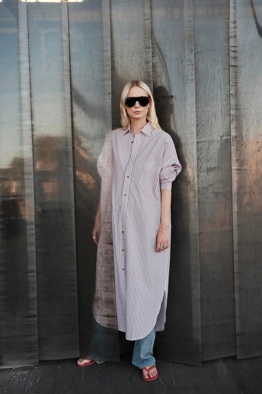 Phoebe Shirt Dress - Rose Stripe