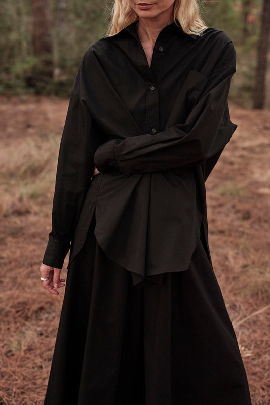 Diana Wrap Shirt in Poplin - Black