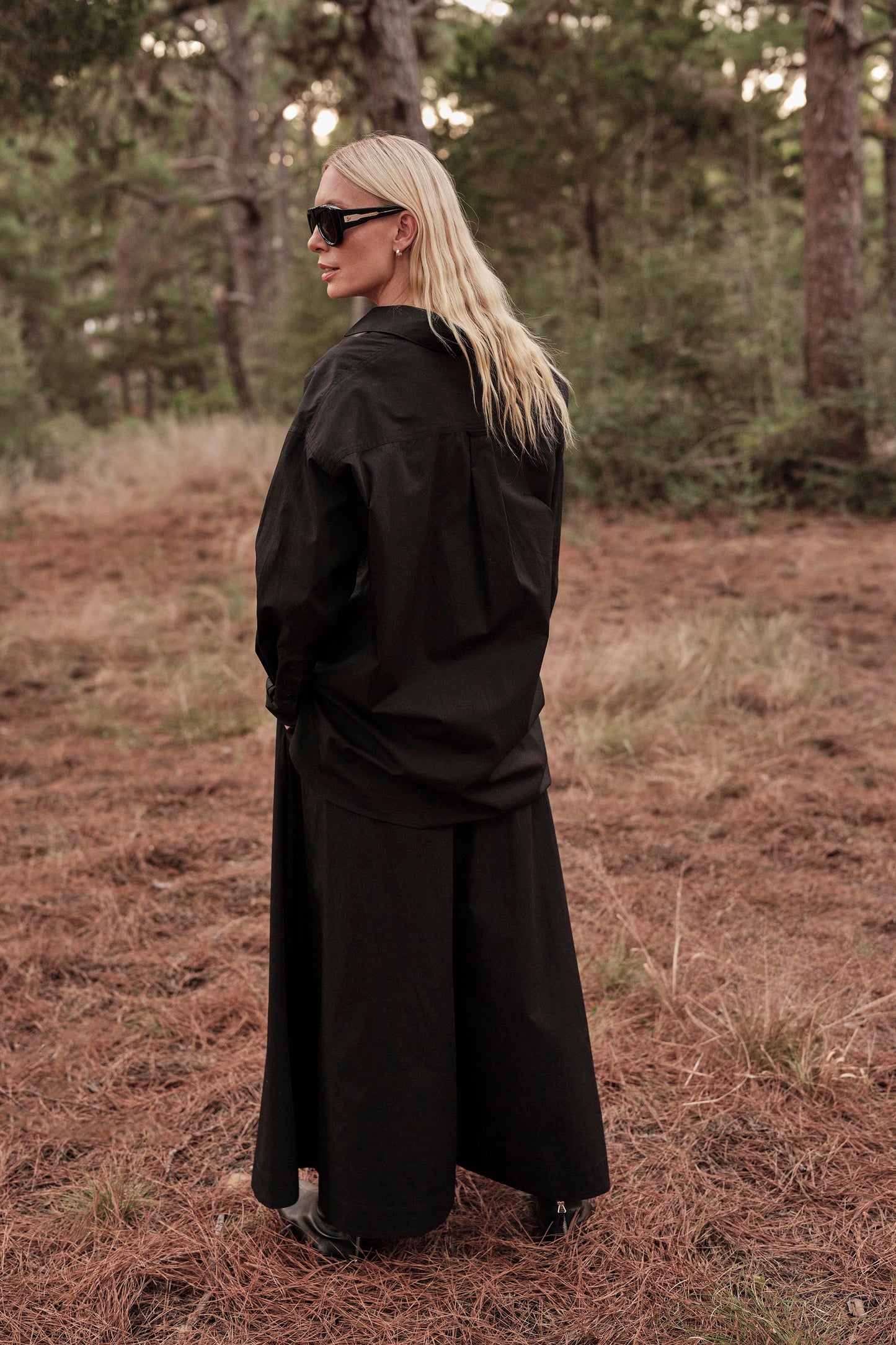 Diana Wrap Shirt in Poplin - Black