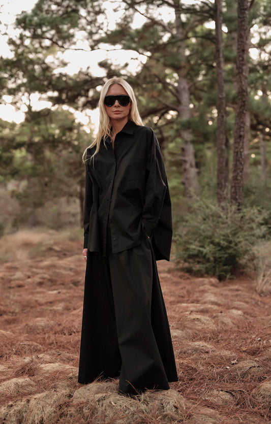 Diana Wrap Shirt in Poplin - Black