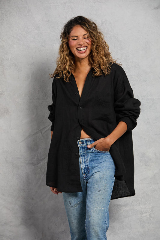Repeat Shirt in Linen - Black