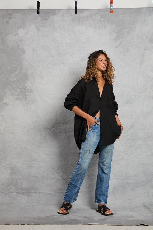 Repeat Shirt in Linen - Black