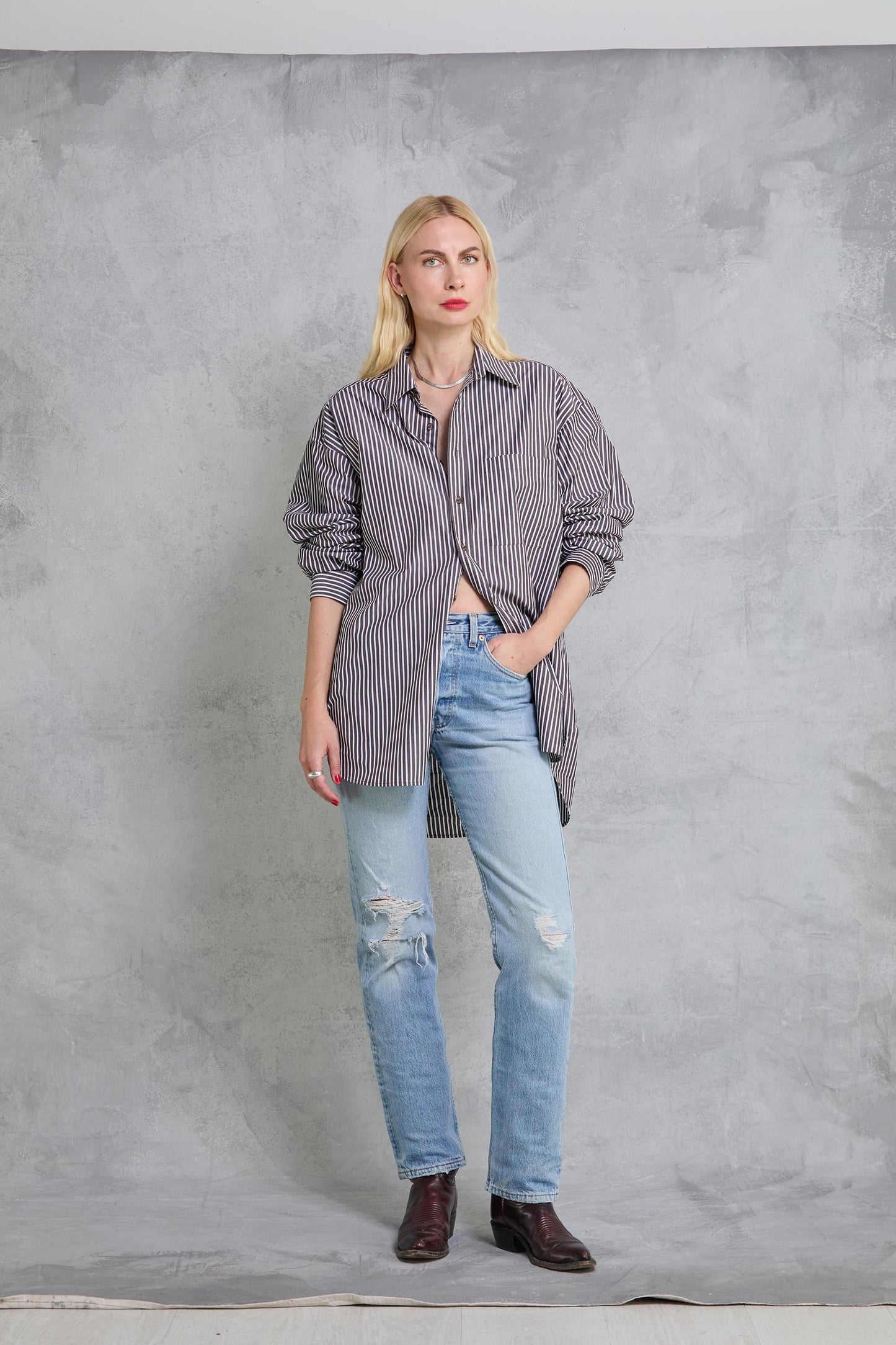 Repeat Shirt in Cocoa Stripe