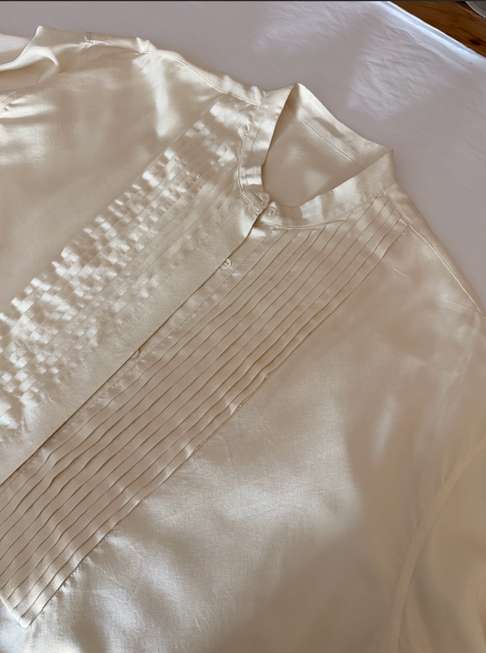 SAMPLE Tuxedo Shirt in Silk - Off White
