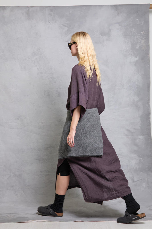 Throw on Dress in Linen - Raisin
