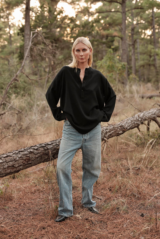 Henley Pullover Shirt in Wool