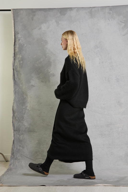 Wool Wrap Skirt - Black