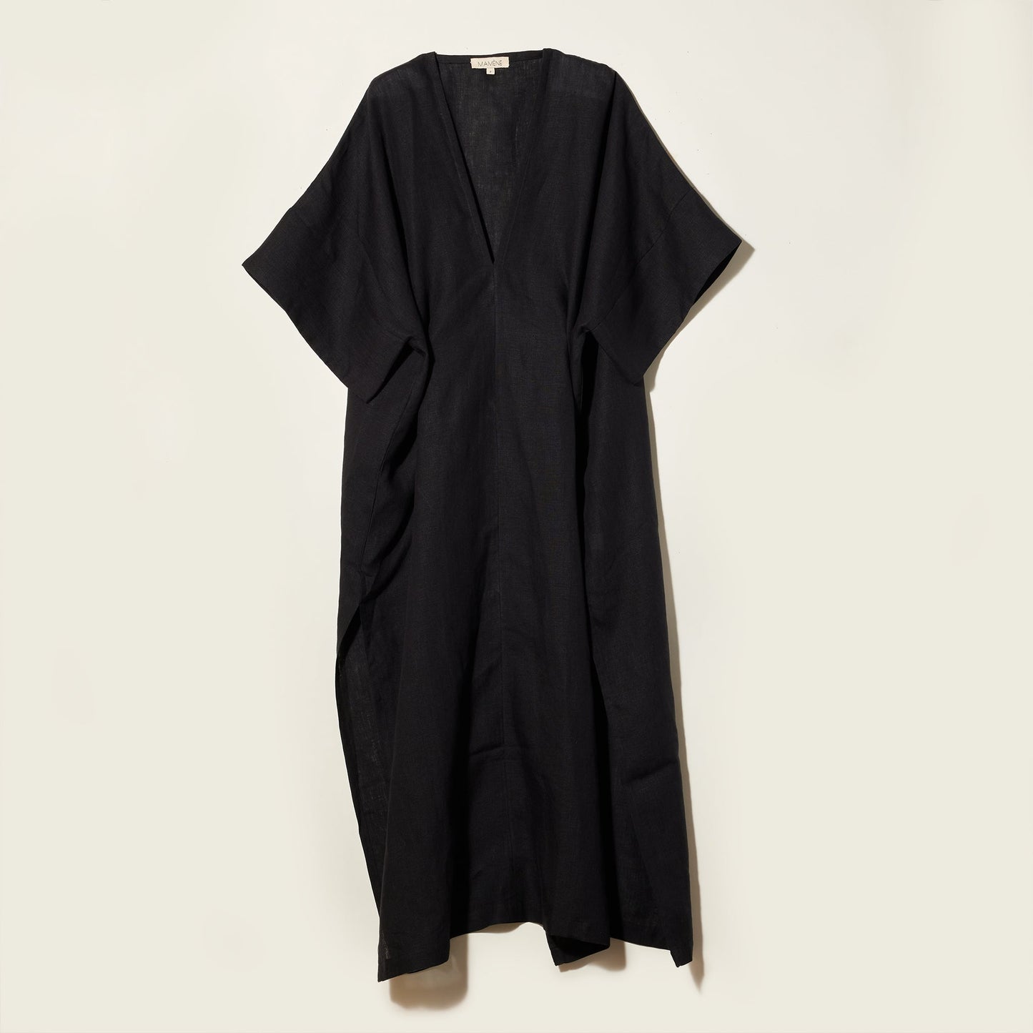 Linen Throw-on Dress - Black - MAMÈNE