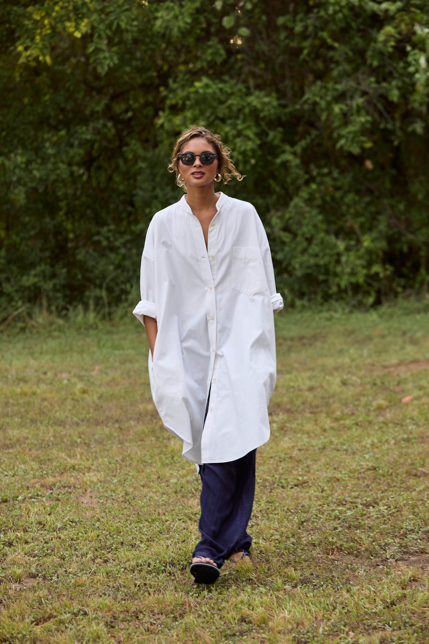 SAMPLE Phoebe Mini Shirt Dress in Off White